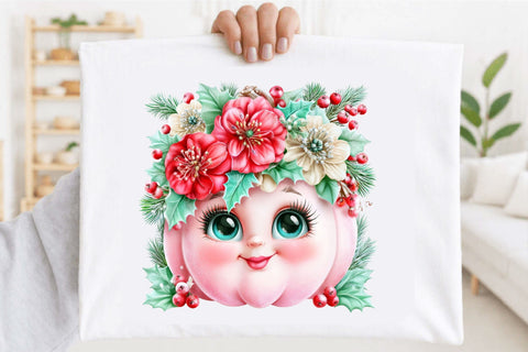 Christmas Flower Pumpkin Clipart PNG Sublimation SVGArt 