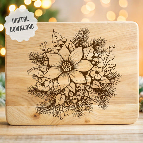 Christmas Flowers Poinsettias Svg Dxf Png Jpg SVG CraftySVGStudio 