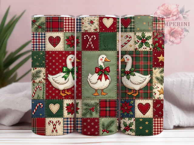 Christmas Folk Geese Quilt 20oz Tumbler, Christmas Folk Geese, Folk Geese Quilt, Geese Quilt Tumbler, Christmas Geese Tumbler, Folk Christmas Quilt, 20oz Tumbler, Tumbler Wrap Sublimation Li Zamperini 