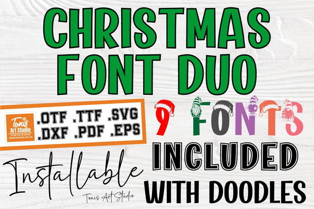Christmas Font SVG Bundle | Christmas Duo | 9 Festive Styles SVG TonisArtStudio 