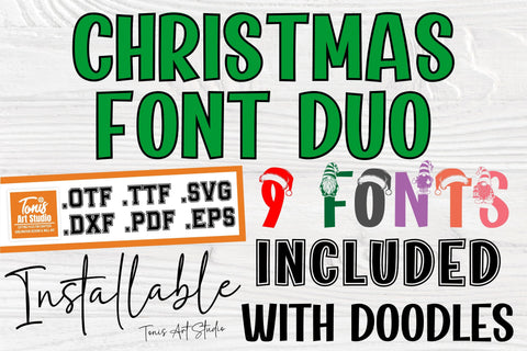 Christmas Font SVG Bundle | Christmas Duo | 9 Festive Styles SVG TonisArtStudio 