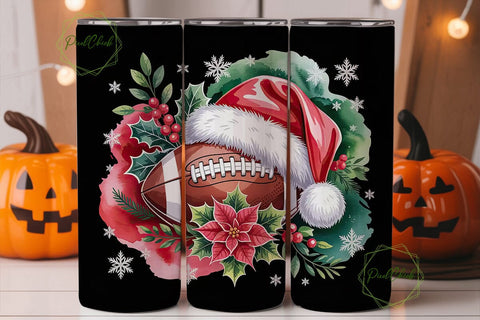 Christmas Football Tumbler Wrap Sublimation PixelChick 