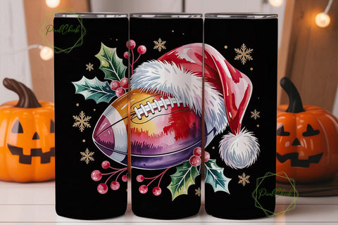 Christmas Football Tumbler Wrap Sublimation PixelChick 