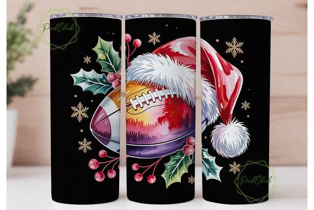 Christmas Football Tumbler Wrap Sublimation PixelChick 
