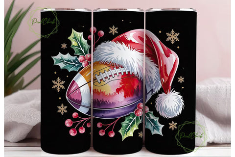 Christmas Football Tumbler Wrap Sublimation PixelChick 