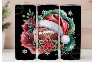 Christmas Football Tumbler Wrap Sublimation PixelChick 