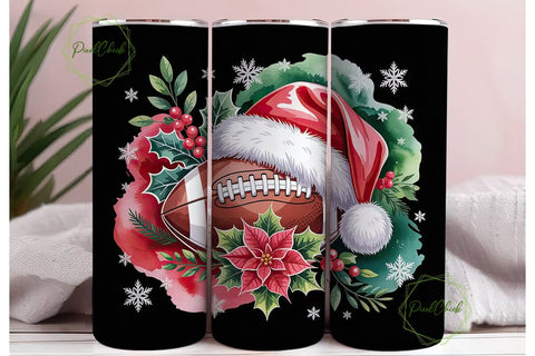 Christmas Football Tumbler Wrap Sublimation PixelChick 