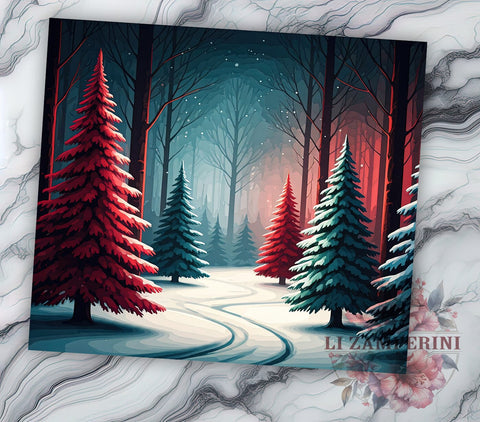 Christmas Forest Tumbler, Snowflake Tumbler Wrap, 20oz Sublimation Design, Winter Tumbler Wrap, Holiday Forest Design, Digital Download PNG, Festive Snowflake Tumbler Sublimation Li Zamperini 