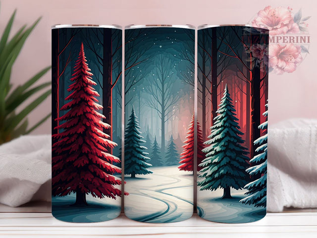 Christmas Forest Tumbler, Snowflake Tumbler Wrap, 20oz Sublimation Design, Winter Tumbler Wrap, Holiday Forest Design, Digital Download PNG, Festive Snowflake Tumbler Sublimation Li Zamperini 