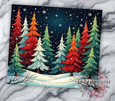 Christmas Forest Tumbler, Snowflake Tumbler Wrap, 20oz Sublimation Design, Winter Tumbler Wrap, Holiday Forest Design, Digital Download PNG, Festive Snowflake Tumbler Sublimation Li Zamperini 