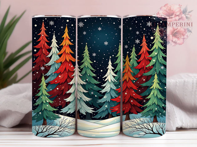 Christmas Forest Tumbler, Snowflake Tumbler Wrap, 20oz Sublimation Design, Winter Tumbler Wrap, Holiday Forest Design, Digital Download PNG, Festive Snowflake Tumbler Sublimation Li Zamperini 
