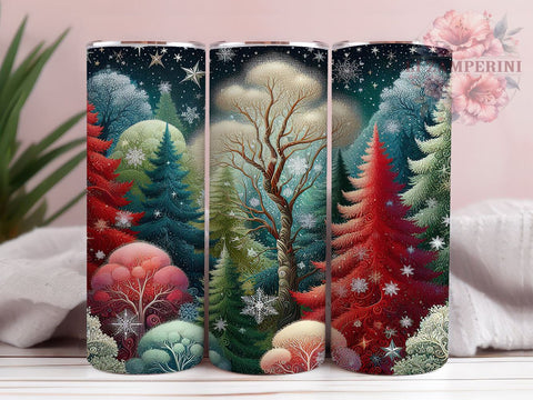 Christmas Forest Tumbler, Snowflake Tumbler Wrap, 20oz Sublimation Design, Winter Tumbler Wrap, Holiday Forest Design, Digital Download PNG, Festive Snowflake Tumbler Sublimation Li Zamperini 