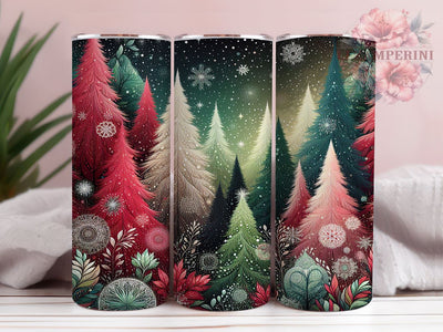 Christmas Forest Tumbler, Snowflake Tumbler Wrap, 20oz Sublimation Design, Winter Tumbler Wrap, Holiday Forest Design, Digital Download PNG, Festive Snowflake Tumbler Sublimation Li Zamperini 