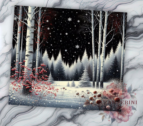 Christmas Forest Tumbler, Snowflake Tumbler Wrap, Festive Christmas Design, 20oz Sublimation, Winter Wonderland Tumbler, Digital Download PNG, Holiday Tumbler Wrap Sublimation Li Zamperini 