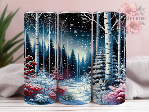 Christmas Forest Tumbler, Snowflake Tumbler Wrap, Festive Christmas Design, 20oz Sublimation, Winter Wonderland Tumbler, Digital Download PNG, Holiday Tumbler Wrap Sublimation Li Zamperini 