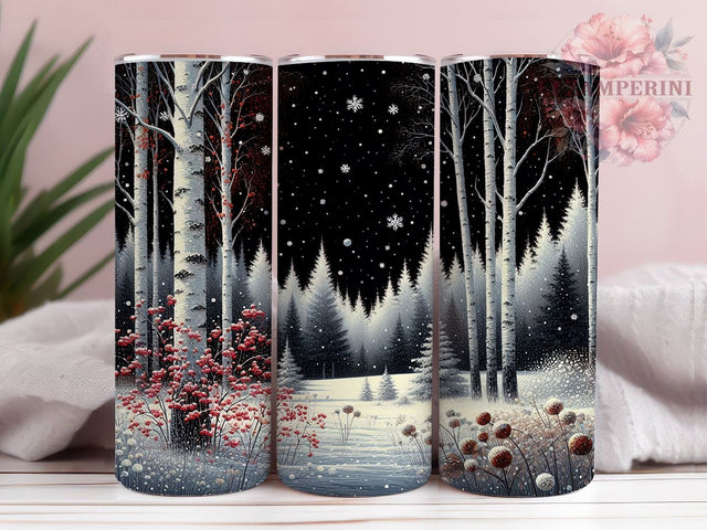 Christmas Forest Tumbler, Snowflake Tumbler Wrap, Festive Christmas Design, 20oz Sublimation, Winter Wonderland Tumbler, Digital Download PNG, Holiday Tumbler Wrap Sublimation Li Zamperini 