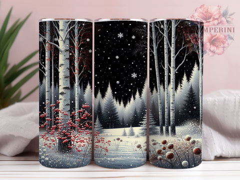 Christmas Forest Tumbler, Snowflake Tumbler Wrap, Festive Christmas Design, 20oz Sublimation, Winter Wonderland Tumbler, Digital Download PNG, Holiday Tumbler Wrap Sublimation Li Zamperini 