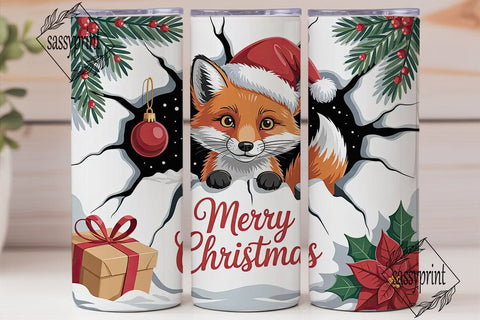 Christmas Fox 20oz Tumbler Design Sublimation sassyprint 
