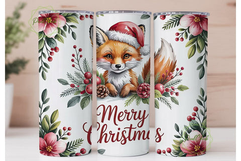 Christmas Fox 20oz Tumbler Wrap Sublimation PixelChick 