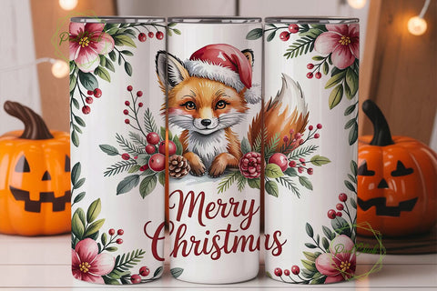 Christmas Fox 20oz Tumbler Wrap Sublimation PixelChick 