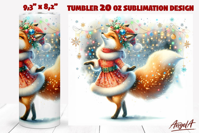 Christmas fox tumbler wrap sublimation, Animal tumbler wrap Sublimation Angelina Semenova 
