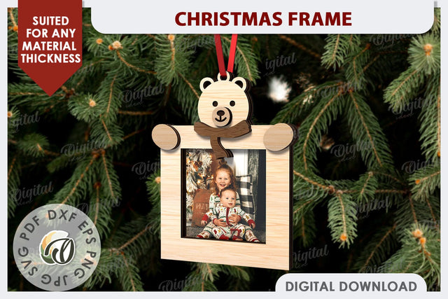Christmas Frame Laser Cut Design. Christmas Ornament SVG SVG Evgenyia Guschina 