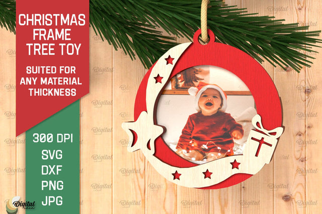 Christmas Frame Tree Toy Laser Cut. Christmas Ornament SVG SVG Evgenyia Guschina 
