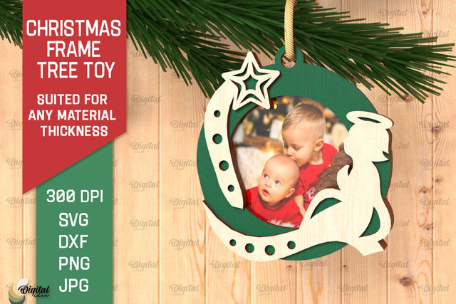 Christmas Frame Tree Toy Laser Cut. Christmas Ornament SVG SVG Evgenyia Guschina 