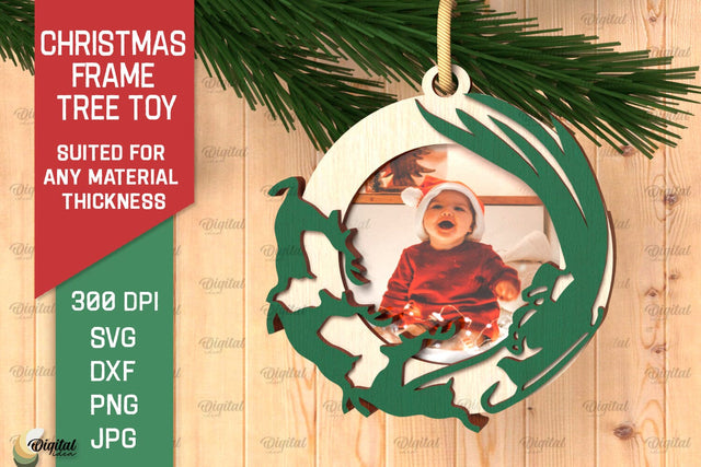 Christmas Frame Tree Toy Laser Cut. Christmas Ornament SVG SVG Evgenyia Guschina 