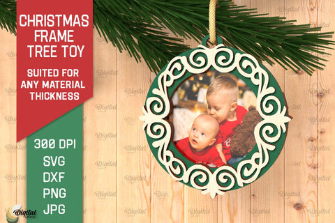 Christmas Frame Tree Toy LaserCut Bundle. Xmas Ornaments SVG SVG Evgenyia Guschina 