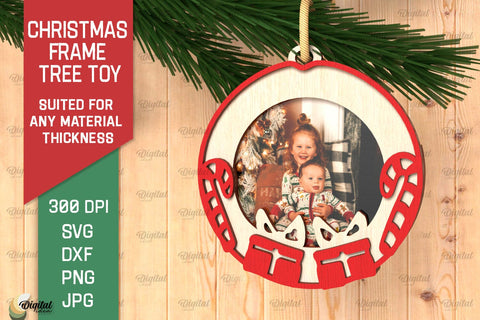 Christmas Frame Tree Toy LaserCut Bundle. Xmas Ornaments SVG SVG Evgenyia Guschina 