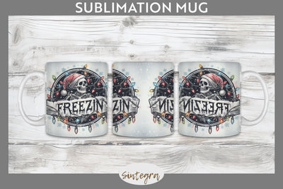 Christmas Freezin' Skeleton Entangled Mug Wrap Sublimation Sublimation Sintegra 