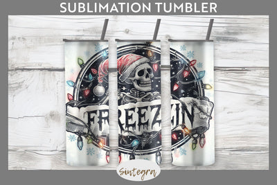 Christmas Freezin' Skeleton Entangled Tumbler Sublimation 20 oz Skinny Sublimation Sintegra 