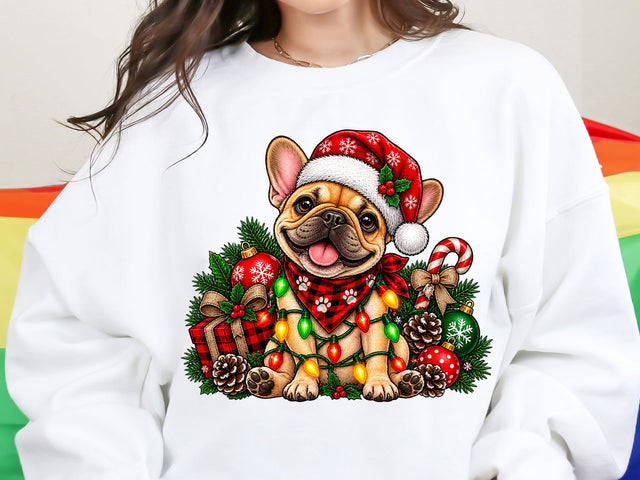 Christmas French Bulldog Puppy PNG SVG artprintfile 