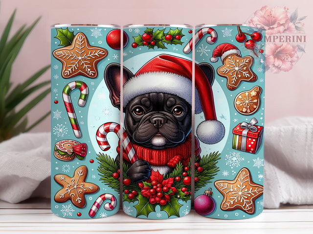 Christmas French Bulldog Tumbler Wrap, Candy Cane Tumbler Design, 20oz Sublimation Wrap, Cute Holiday Drinkware, Digital Download Tumbler, French Bulldog Christmas Gift Sublimation Li Zamperini 
