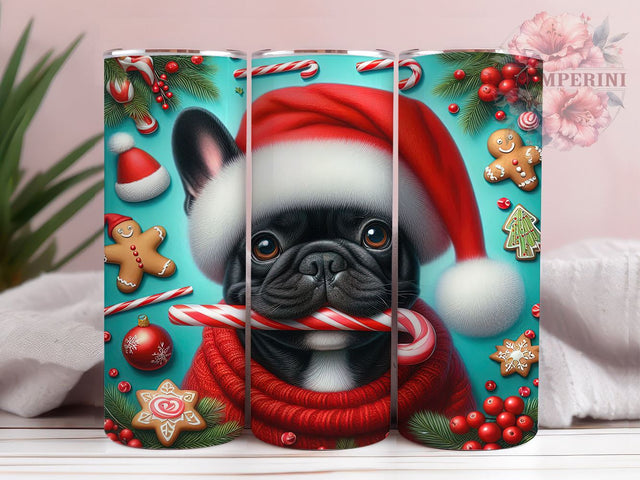Christmas French Bulldog Tumbler Wrap, Candy Cane Tumbler Design, 20oz Sublimation Wrap, Cute Holiday Drinkware, Digital Download Tumbler, French Bulldog Christmas Gift Sublimation Li Zamperini 
