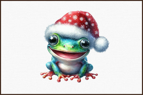 Christmas Frog Watercolor Clipart Sublimation designartist 