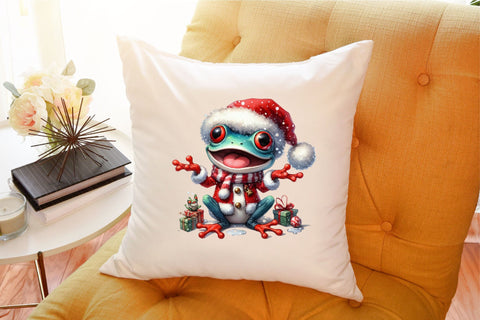 Christmas Frog Watercolor Clipart Sublimation designartist 