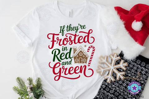 Christmas frosted in red and green , Christmas Quote T shirt Design, Christmas Illustration SVG FiveStarCrafting 
