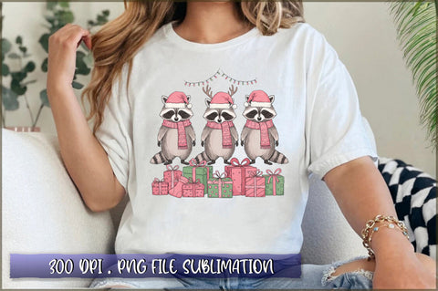 Christmas Funny Raccoon Retro Sublimation Sublimation Shetara Begum 