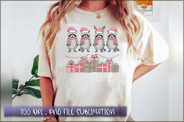 Christmas Funny Raccoon Retro Sublimation Sublimation Shetara Begum 