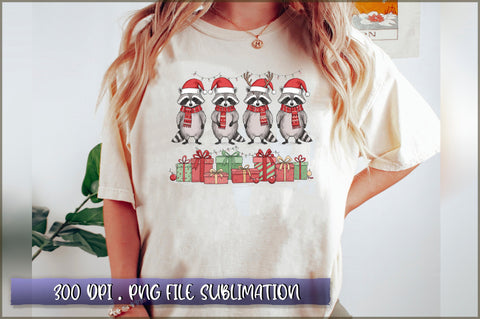 Christmas Funny Raccoon Retro Sublimation Sublimation Shetara Begum 
