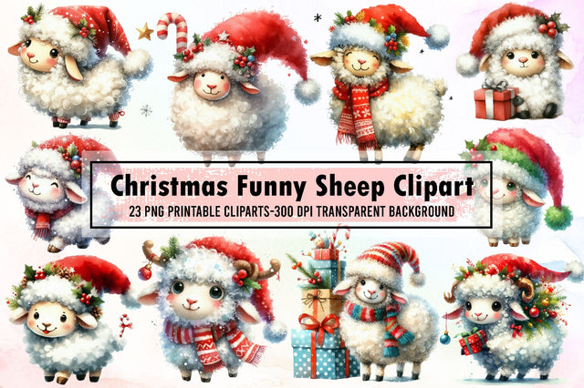 Christmas Funny Sheep Clipart Sublimation designartist 