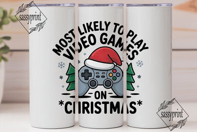 Christmas Gamer 20oz Tumbler Wrap Sublimation sassyprint 