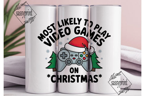 Christmas Gamer 20oz Tumbler Wrap Sublimation sassyprint 