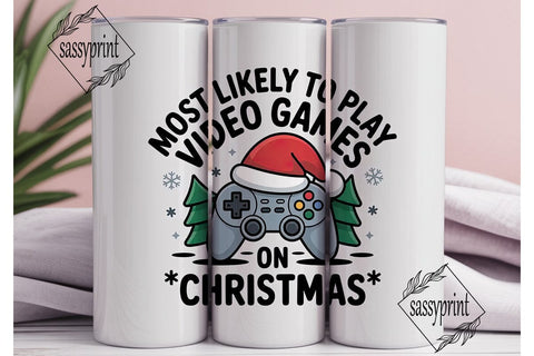 Christmas Gamer 20oz Tumbler Wrap Sublimation sassyprint 