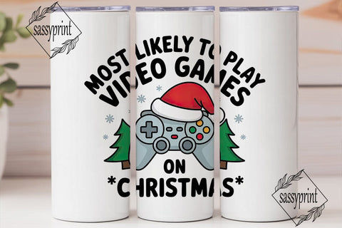Christmas Gamer 20oz Tumbler Wrap Sublimation sassyprint 