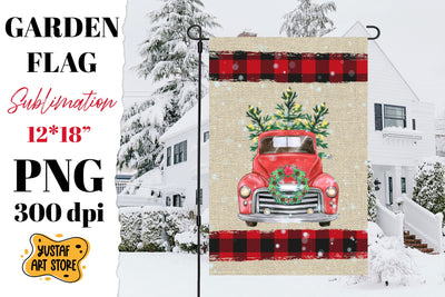 Christmas garden flag sublimation. Christmas truck design Sublimation Yustaf Art Store 