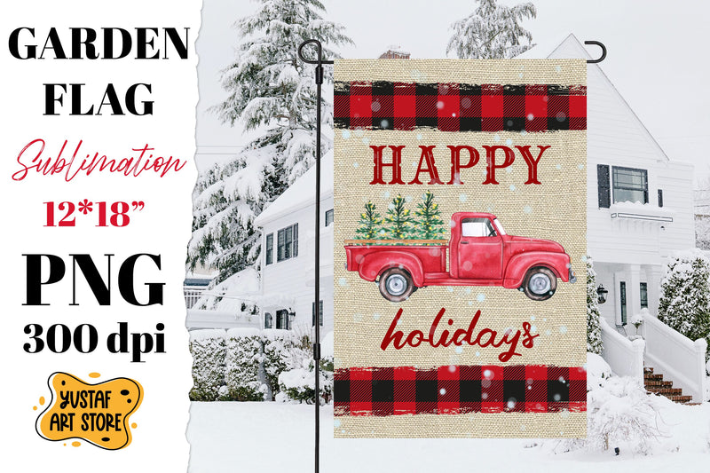 Christmas garden flag sublimation. Christmas truck design Sublimation Yustaf Art Store 