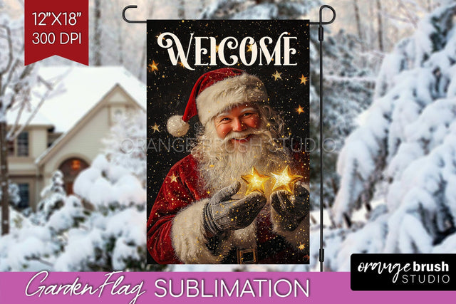Christmas Garden Flag Sublimation - Winter Welcome Sign PNG Sublimation OrangeBrushStudio 
